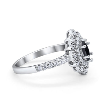 Art Deco Marquise Wedding Ring Simulated Black CZ 925 Sterling Silver